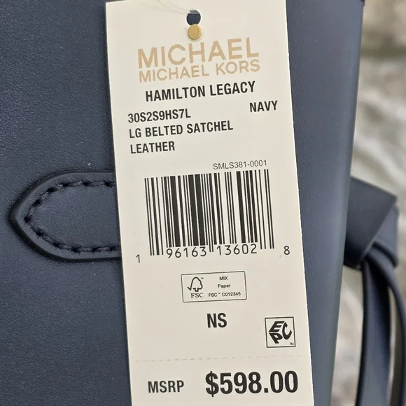 Michael Kors Hamilton Legacy Large Belted Blue Satchel - Picture 9 of 10